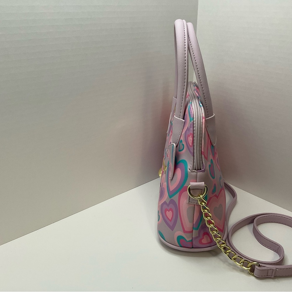 Luv Betsey Johnson Cat Face W Multi C Hearts  Crossbody Purse LBLINI - Picture 2 of 5